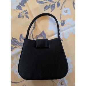 Claire's Black Satin Mini Handbag Rhinestone Handle Evening Bag Formal Clutch